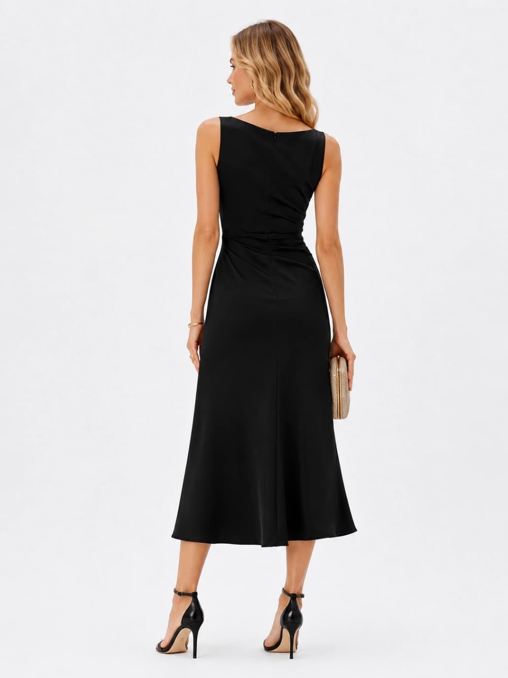 Vestido midi elegante com drapeado
